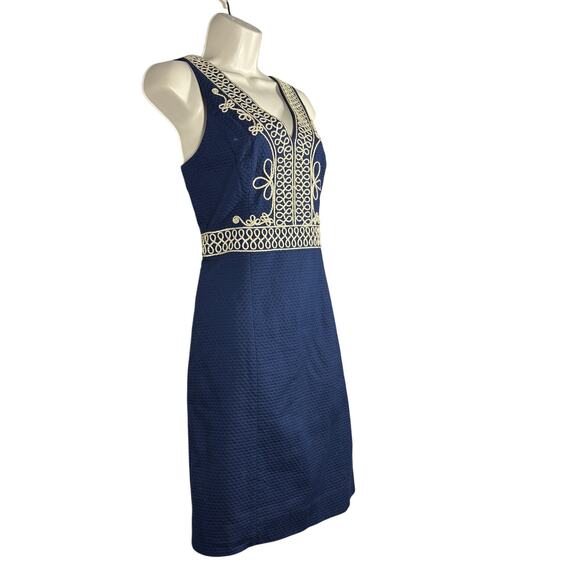 Lilly Pulitzer Evaline Dress Sleeveless Mini Navy Blue Gold Nautical - 6 - Picture 4 of 9